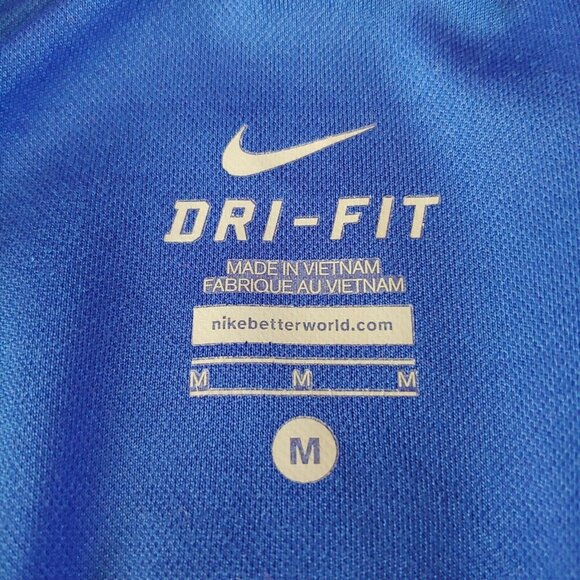 Nike Dri Fit Womens M Shirt Long Sleeve Running Athletic Blue Geometric 1/4 Zip - Picture 6 of 9